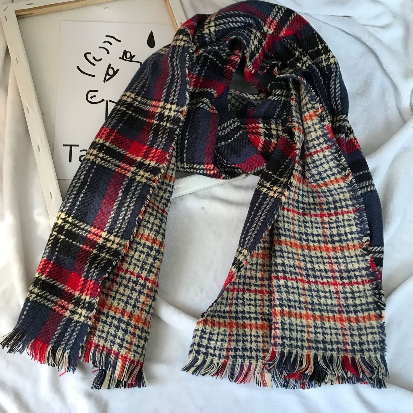 Evelyn Double-Sided Plaid Cashmere Scarf