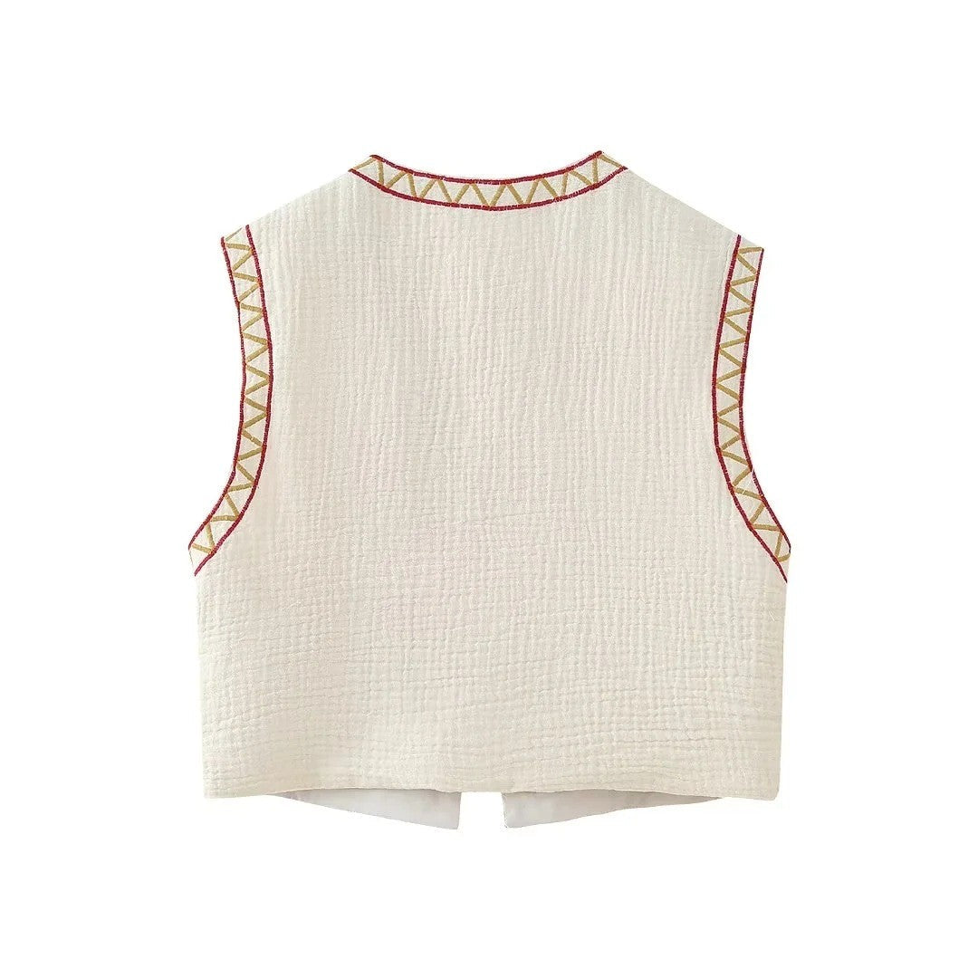Aurelia Embroidered Vintage Vest