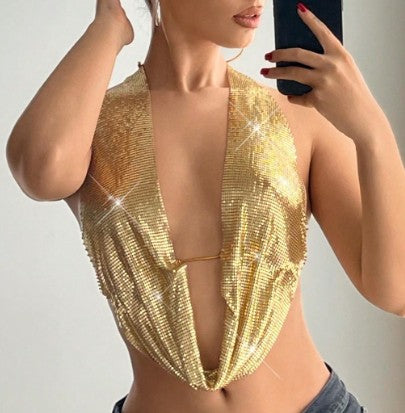 Aurelia Sequined Halter Vest