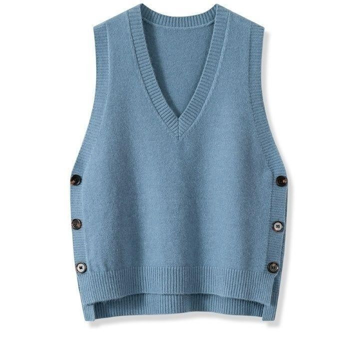 Clio Retro Knitted Button Vest