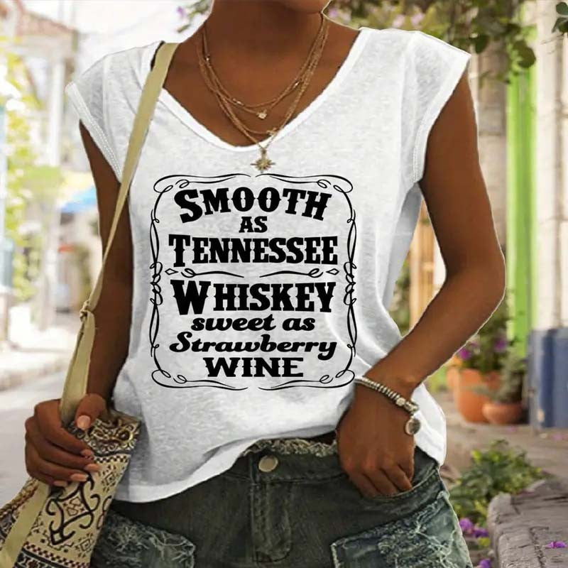 Elora V-Neck Letter Print Tee
