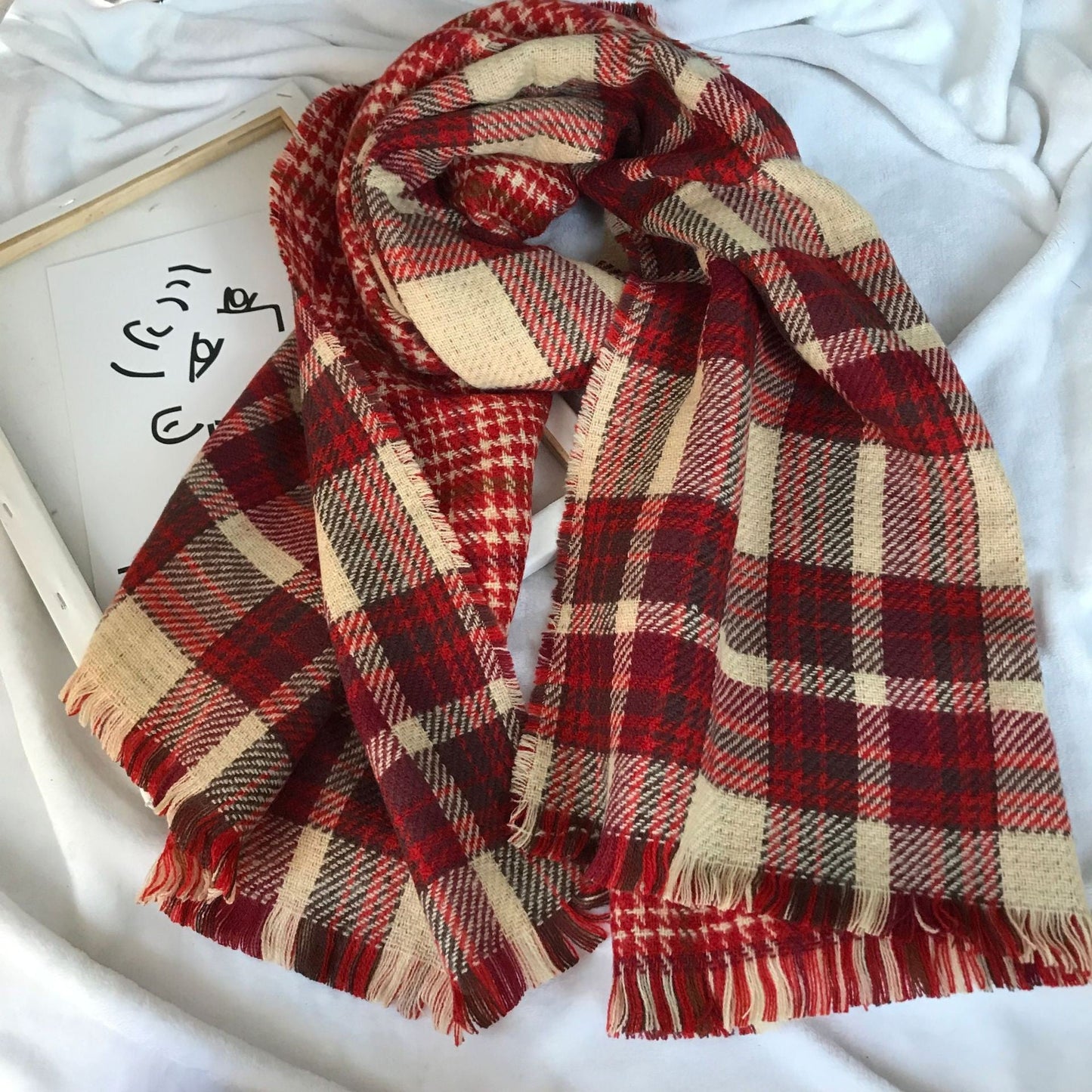 Evelyn Double-Sided Plaid Cashmere Scarf