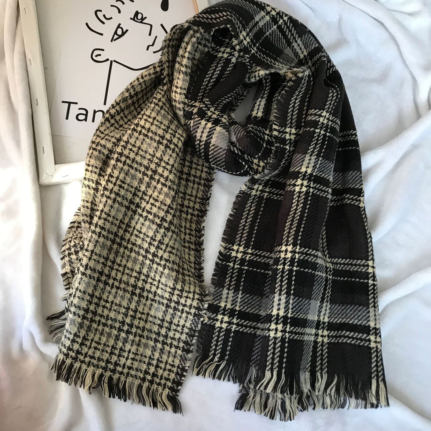 Evelyn Double-Sided Plaid Cashmere Scarf