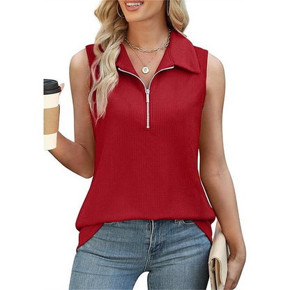 Kaelen Half-Zip Casual Vest Top