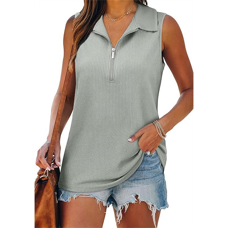 Kaelen Half-Zip Casual Vest Top