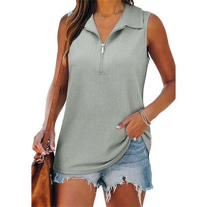 Kaelen Half-Zip Casual Vest Top