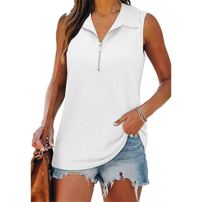 Kaelen Half-Zip Casual Vest Top