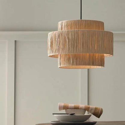 Rattan Straw Pendant Light