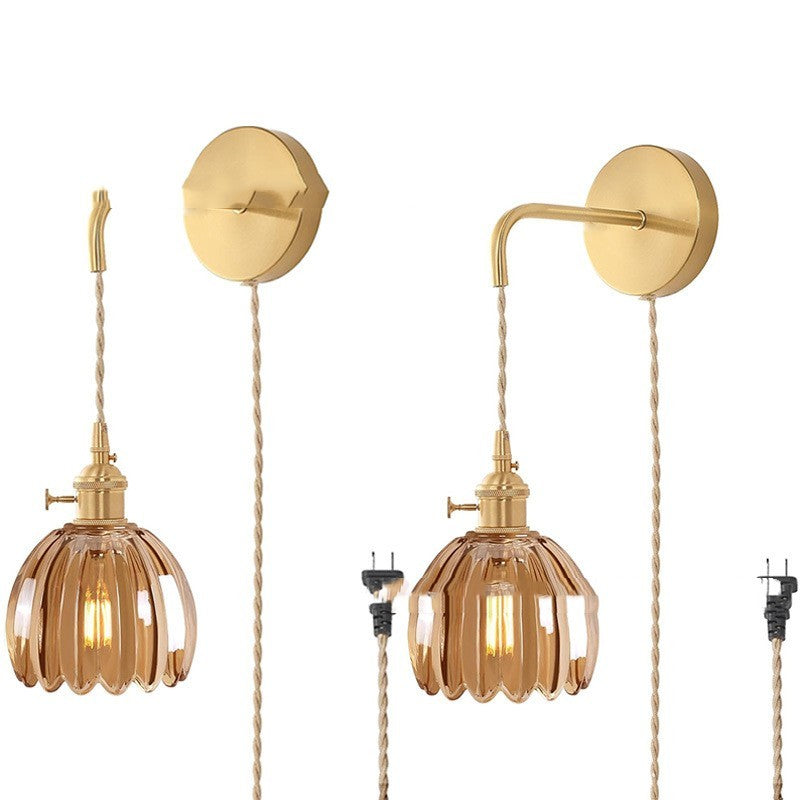 Retro Amber Glass Pendant Light