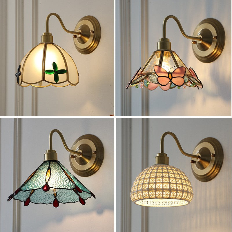Retro Brass Glass Wall Lamp