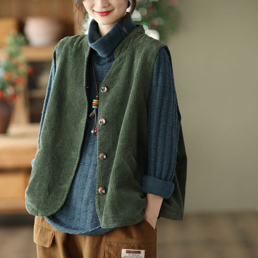 Veloura Corduroy Retro Vest Coat