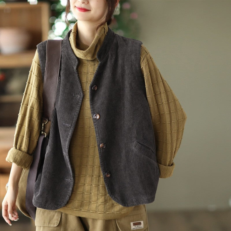 Veloura Corduroy Retro Vest Coat