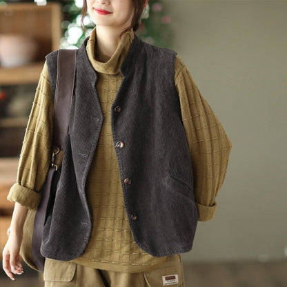 Veloura Corduroy Retro Vest Coat