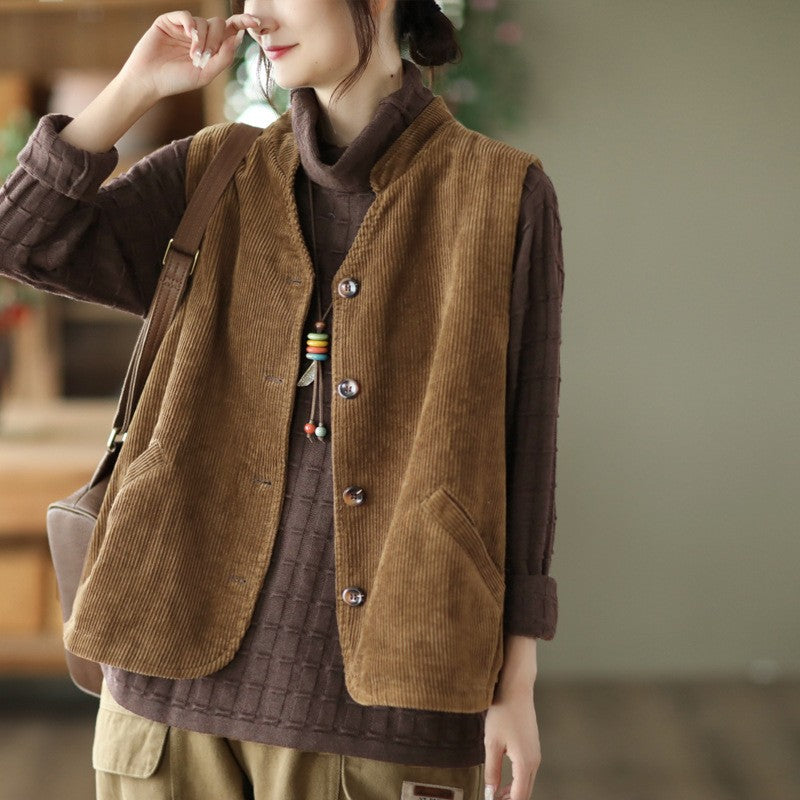 Veloura Corduroy Retro Vest Coat