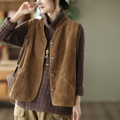 Veloura Corduroy Retro Vest Coat