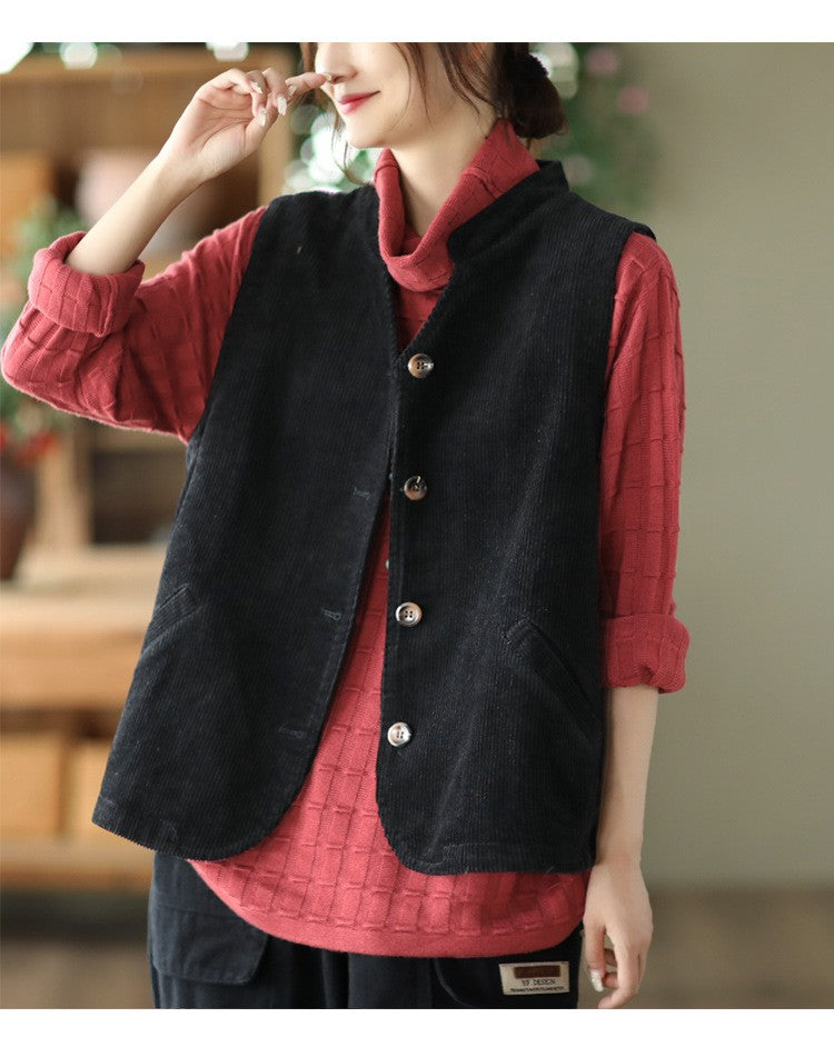 Veloura Corduroy Retro Vest Coat